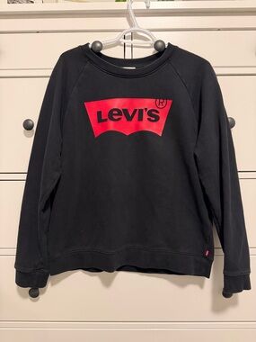 Levi's Black Crewneck Sweatshirt with Red Logo Graphic